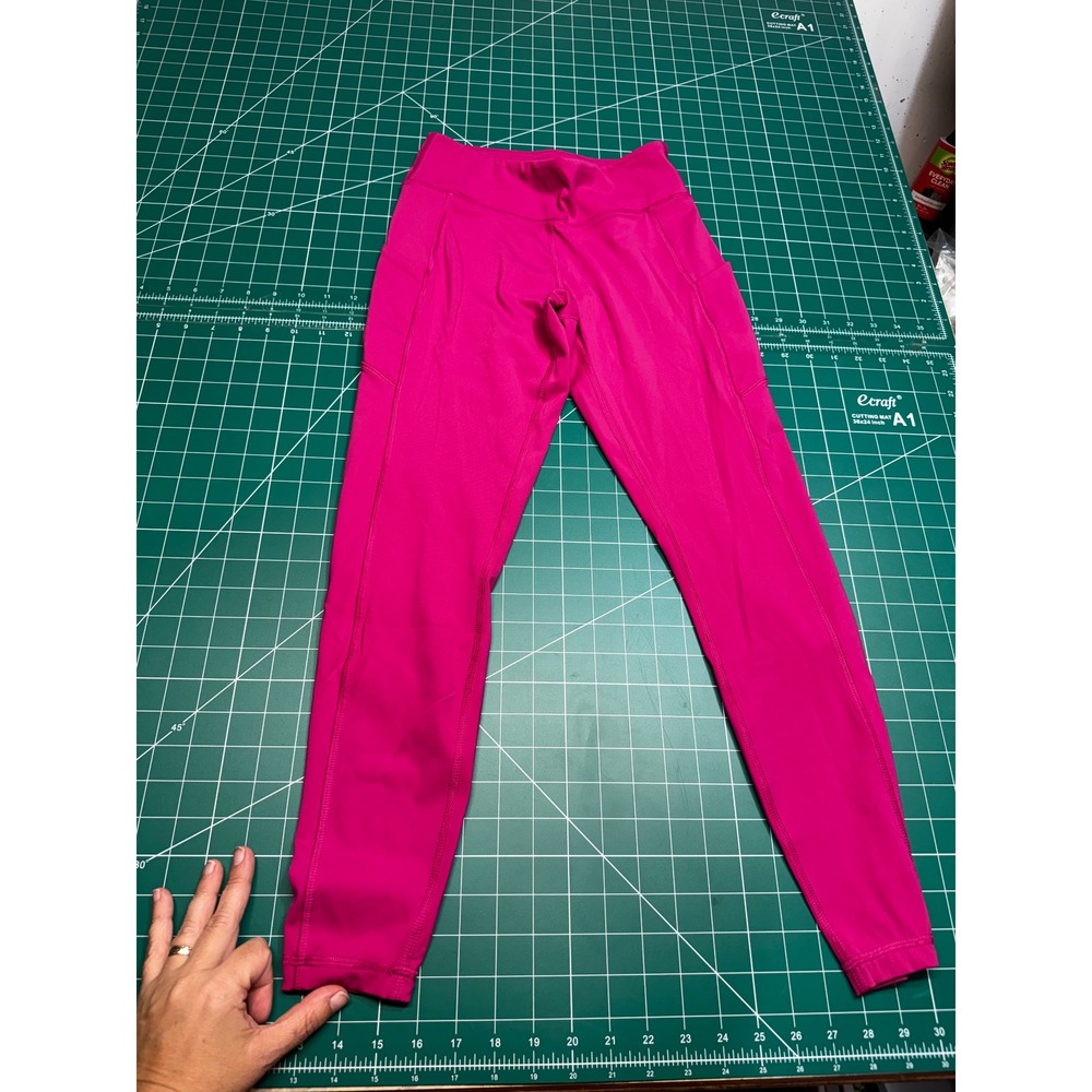 Rae Mode Womens Magenta Pink High Waisted Athletic Leggings with Pockets S